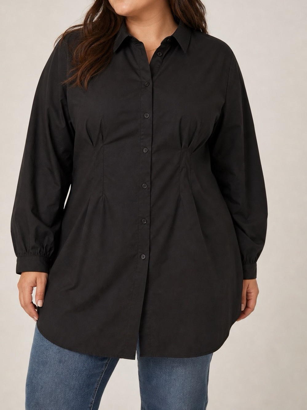 SHEIN black long buttoned shirt / tunic size 3XL